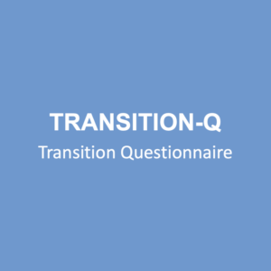 Text on a blue background reads: "TRANSITION-Q" in white font.
