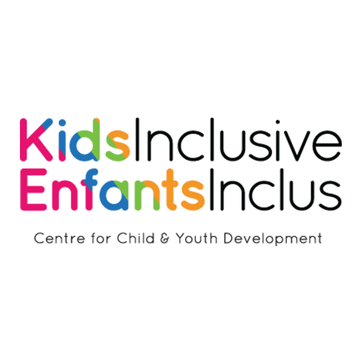 Logo for KidsInclusive, Centre for Child & Youth Development, with "Kids Enfants" in colorful letters and the rest of the text in black.