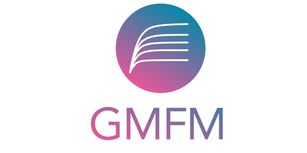 GMFMVideo A circular gradient logo with white curved lines and the letters "GMFM" below in a matching gradient color.