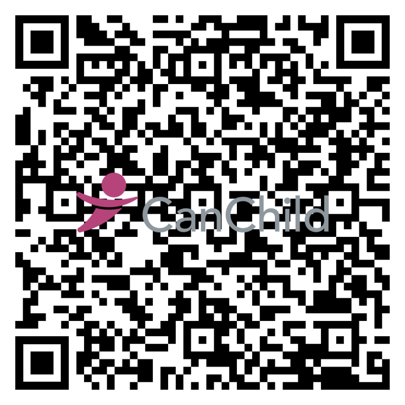 A QR code with the CanChild logo at the center.