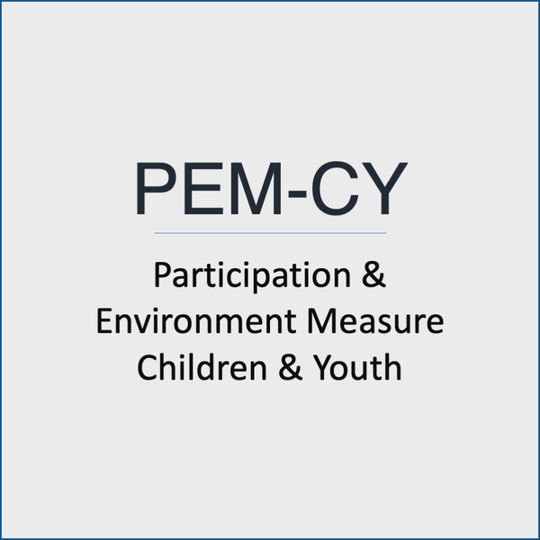 PEM-CY Text reads "PEM-CY Participation & Environment Measure Children & Youth" in black letters on a light gray background.