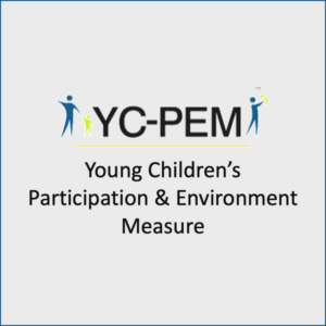 Logo for YC-PEM with stylized figures above the text “Young Children’s Participation & Environment Measure” on a light gray background.