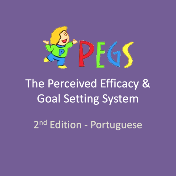 Cover of the PEGS 2nd Edition - Complete Kit Portuguese (Portugal), showing a colorful logo and a cartoon child on a purple background.
