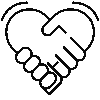 Mutual_Respect_1-removebg-preview A black and white line drawing of two hands forming the shape of a heart, with curved lines above suggesting movement or emphasis.