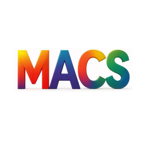 The product name "MANUAL ABILITY CLASSIFICATION SYSTEM (MACS)" appears in bold, uppercase letters with a rainbow gradient color on a white background.